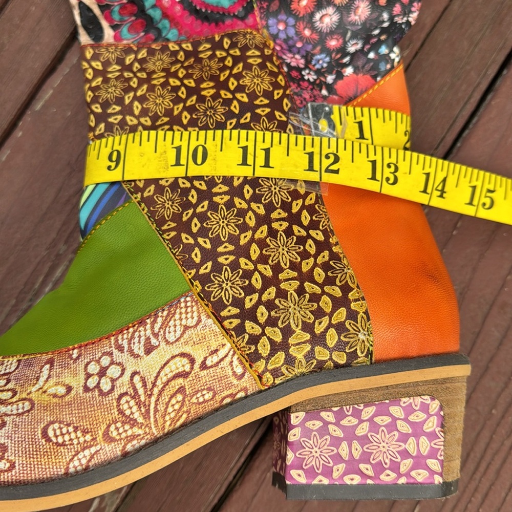 🩷 Made in Spain; Super Unique and Brand New! Vegan Leather Colorful Boots 9/40! - Picture 15 of 15